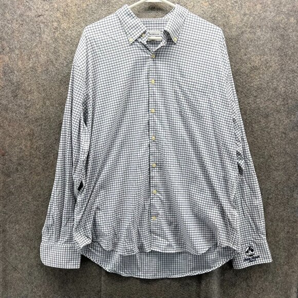 Peter Millar Shirt Mens XL White Button Down Palm Beach Windowpane Stretch - Picture 1 of 10
